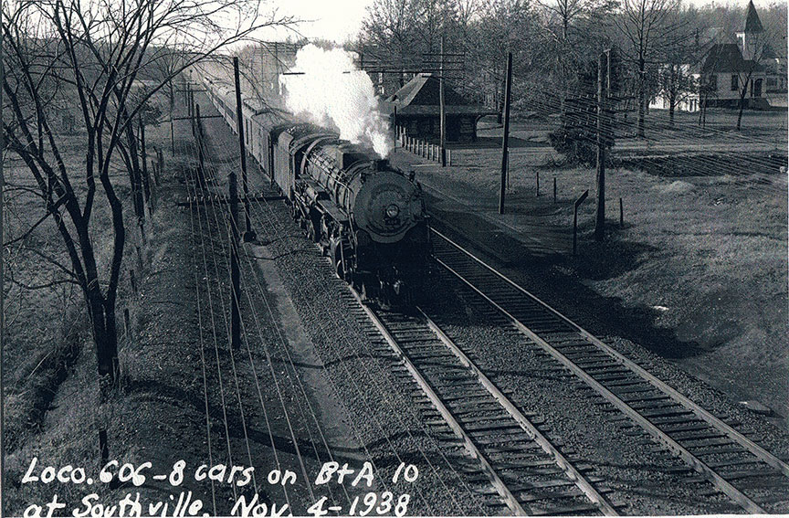 The Boston and Albany at Southville, 1938, speeding towards Boston